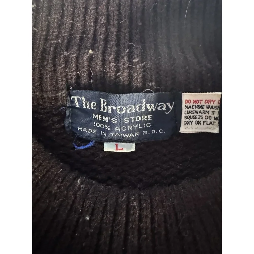Vintage The BROADWAY Men's Sz M / L Brown Cream Black Pullover Acrylic Sweater